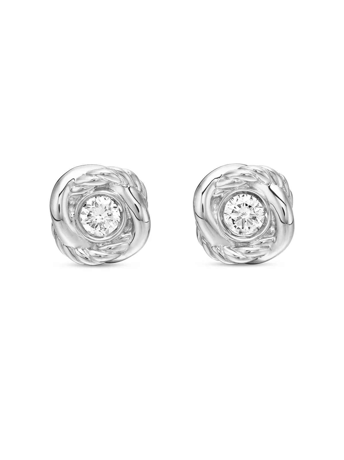 David Yurman Women's Infinity Stud Earrings in Sterling Silver with Diamonds, 6.8mm - Diamond