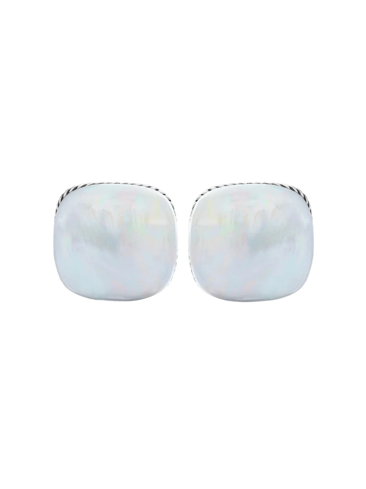Men's Streamline Cushion Cufflinks in Sterling Silver - Mother Of Pearl Men's Streamline Cushion Cufflinks in Sterling Silver - Mother Of Pearl