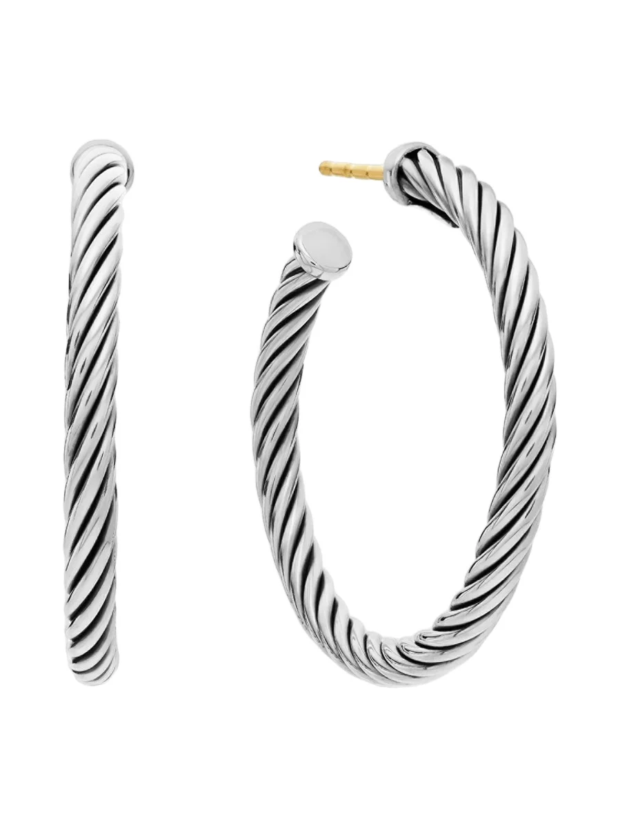 David Yurman Women's Cable Sterling Silver Hoop Earrings