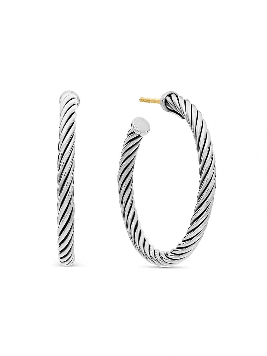 Women's Cable Sterling Silver Hoop Earrings Women's Cable Sterling Silver Hoop Earrings