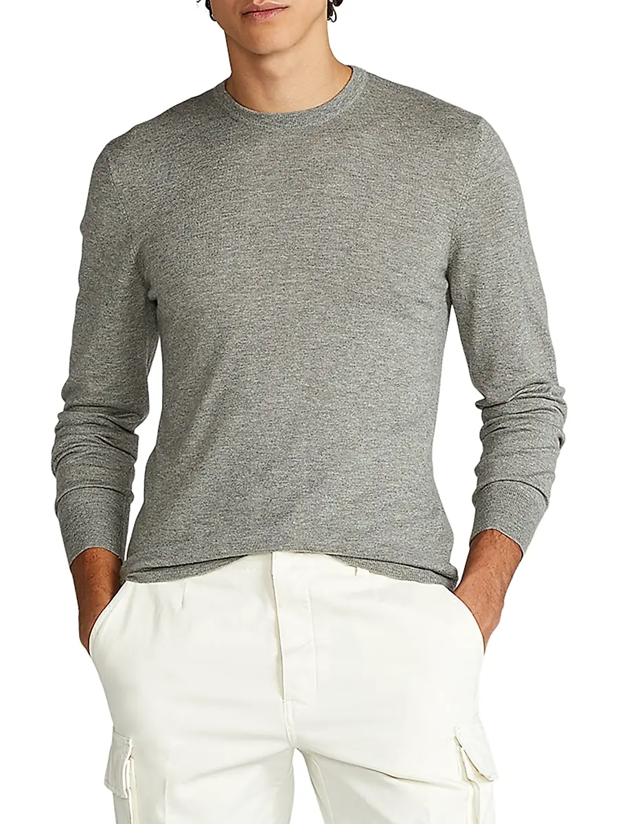 Ralph Lauren Purple Label Men's Purple Label Cashmere Sweater - Classic Light Grey Heather | Image 1 Ralph Lauren Purple Label Men's Purple Label Cashmere Sweater - Classic Light Grey Heather | Image 1