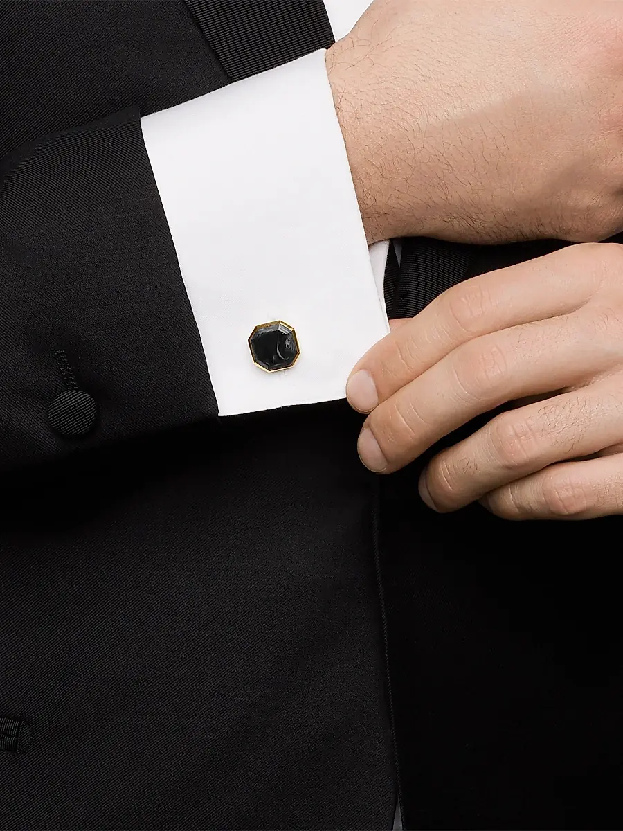 David Yurman Men's Forged Carbon Cufflinks in 18K Yellow Gold, 15.5MM | Thumbnail 2 David Yurman Men's Forged Carbon Cufflinks in 18K Yellow Gold, 15.5MM | Thumbnail 2