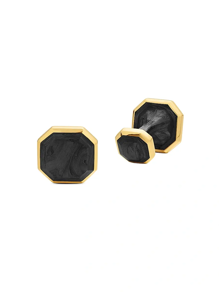 David Yurman Men's Forged Carbon Cufflinks in 18K Yellow Gold, 15.5MM | Thumbnail 3 David Yurman Men's Forged Carbon Cufflinks in 18K Yellow Gold, 15.5MM | Thumbnail 3