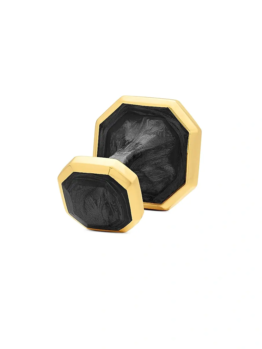 David Yurman Men's Forged Carbon Cufflinks in 18K Yellow Gold, 15.5MM | Thumbnail 5 David Yurman Men's Forged Carbon Cufflinks in 18K Yellow Gold, 15.5MM | Thumbnail 5