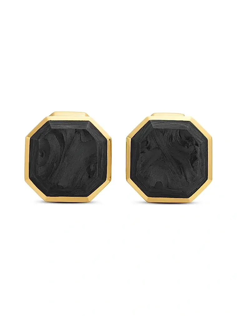 David Yurman Men's Forged Carbon Cufflinks in 18K Yellow Gold, 15.5MM