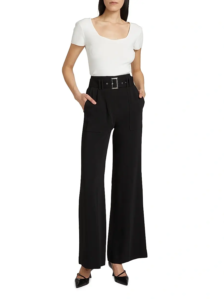 Elie Tahari Women's Belted Wide-Leg Trousers | Thumbnail 2 Elie Tahari Women's Belted Wide-Leg Trousers | Thumbnail 2