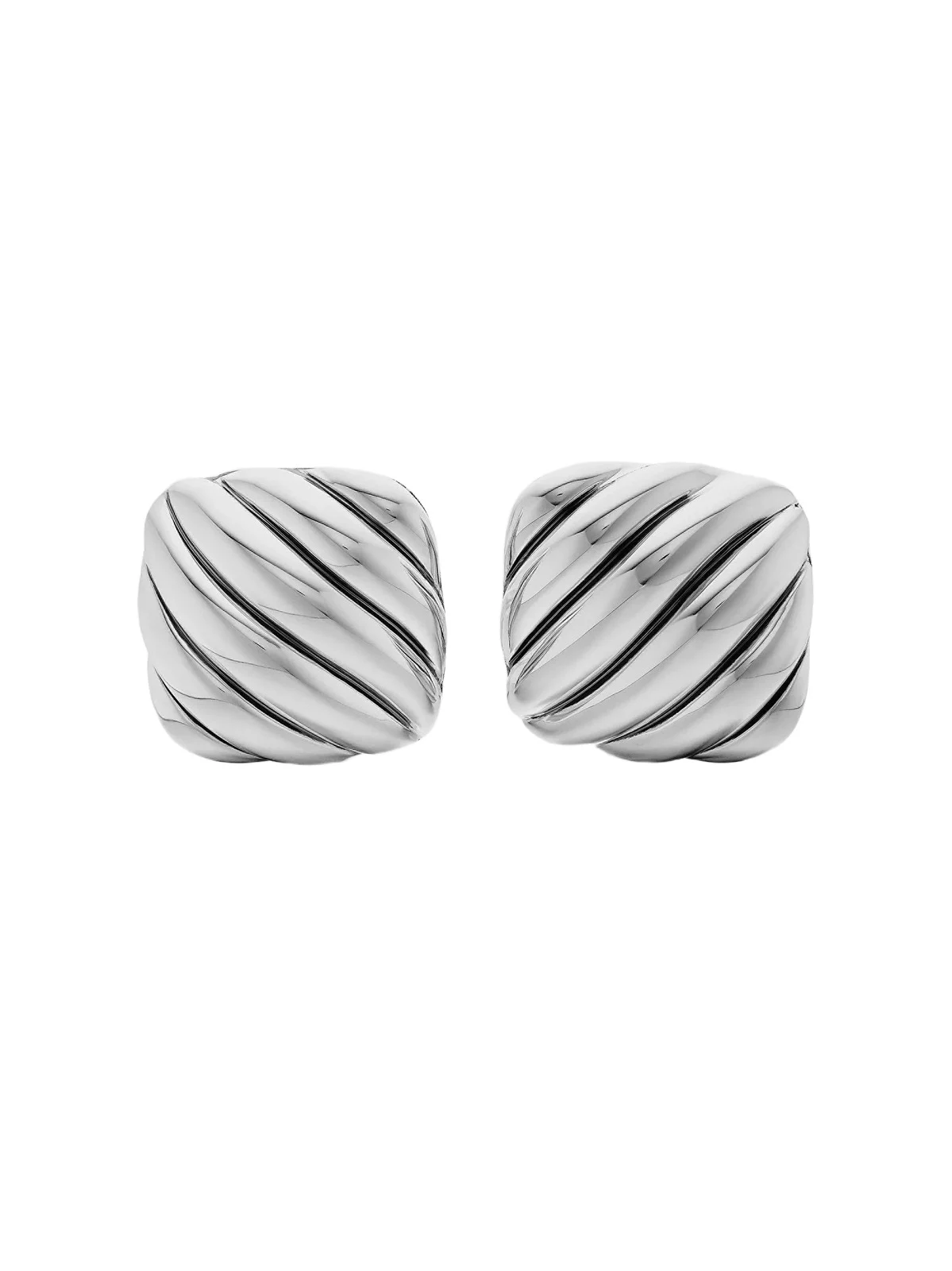Men's Sculpted Cable Cushion Cufflinks in Sterling Silver, 17mm Men's Sculpted Cable Cushion Cufflinks in Sterling Silver, 17mm