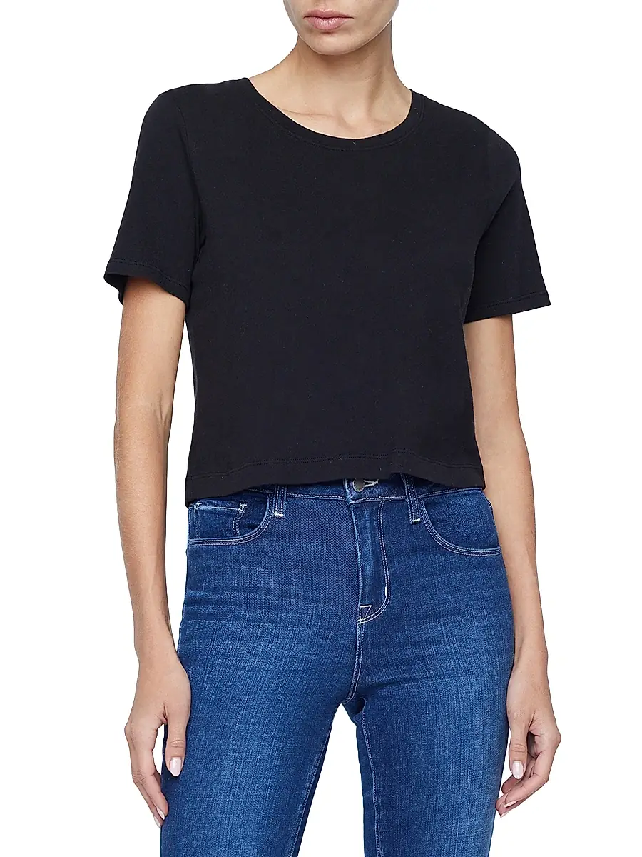 L'AGENCE Women's Donna Crewneck T-Shirt - Black | Thumbnail 3 L'AGENCE Women's Donna Crewneck T-Shirt - Black | Thumbnail 3