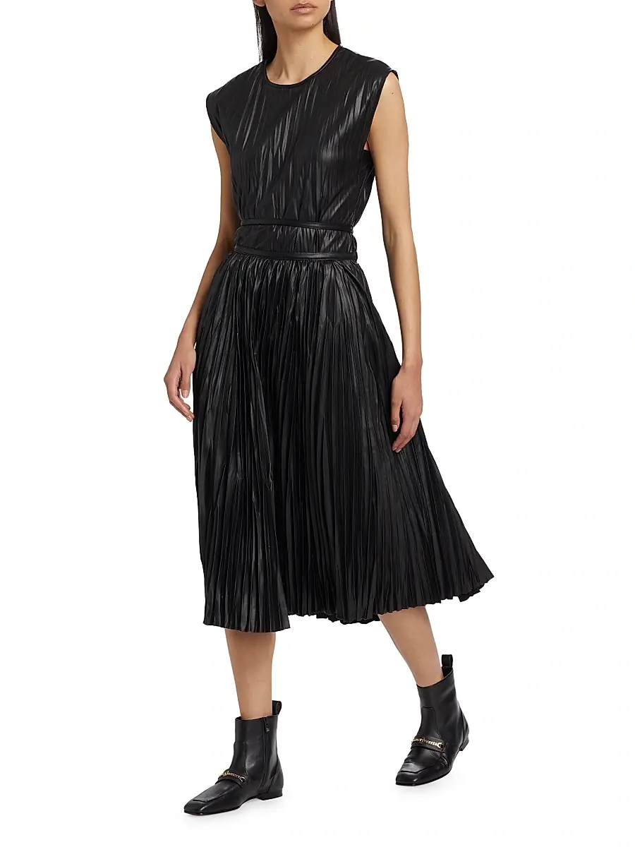 Proenza Schouler White Label Women's Lyra Pleated Faux Leather Top | Thumbnail 2 Proenza Schouler White Label Women's Lyra Pleated Faux Leather Top | Thumbnail 2