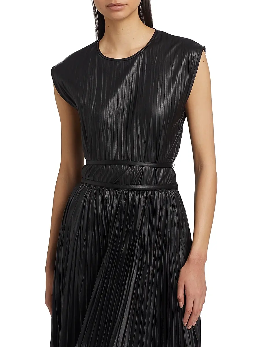 Proenza Schouler White Label Women's Lyra Pleated Faux Leather Top | Thumbnail 3 Proenza Schouler White Label Women's Lyra Pleated Faux Leather Top | Thumbnail 3