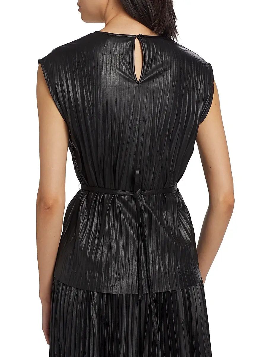 Proenza Schouler White Label Women's Lyra Pleated Faux Leather Top | Thumbnail 5 Proenza Schouler White Label Women's Lyra Pleated Faux Leather Top | Thumbnail 5