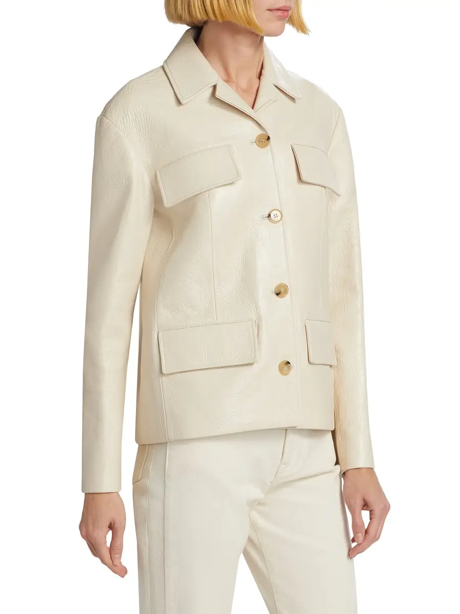 Proenza Schouler Women's Roos Lacquered Leather Jacket - Ecru | Thumbnail 3 Proenza Schouler Women's Roos Lacquered Leather Jacket - Ecru | Thumbnail 3