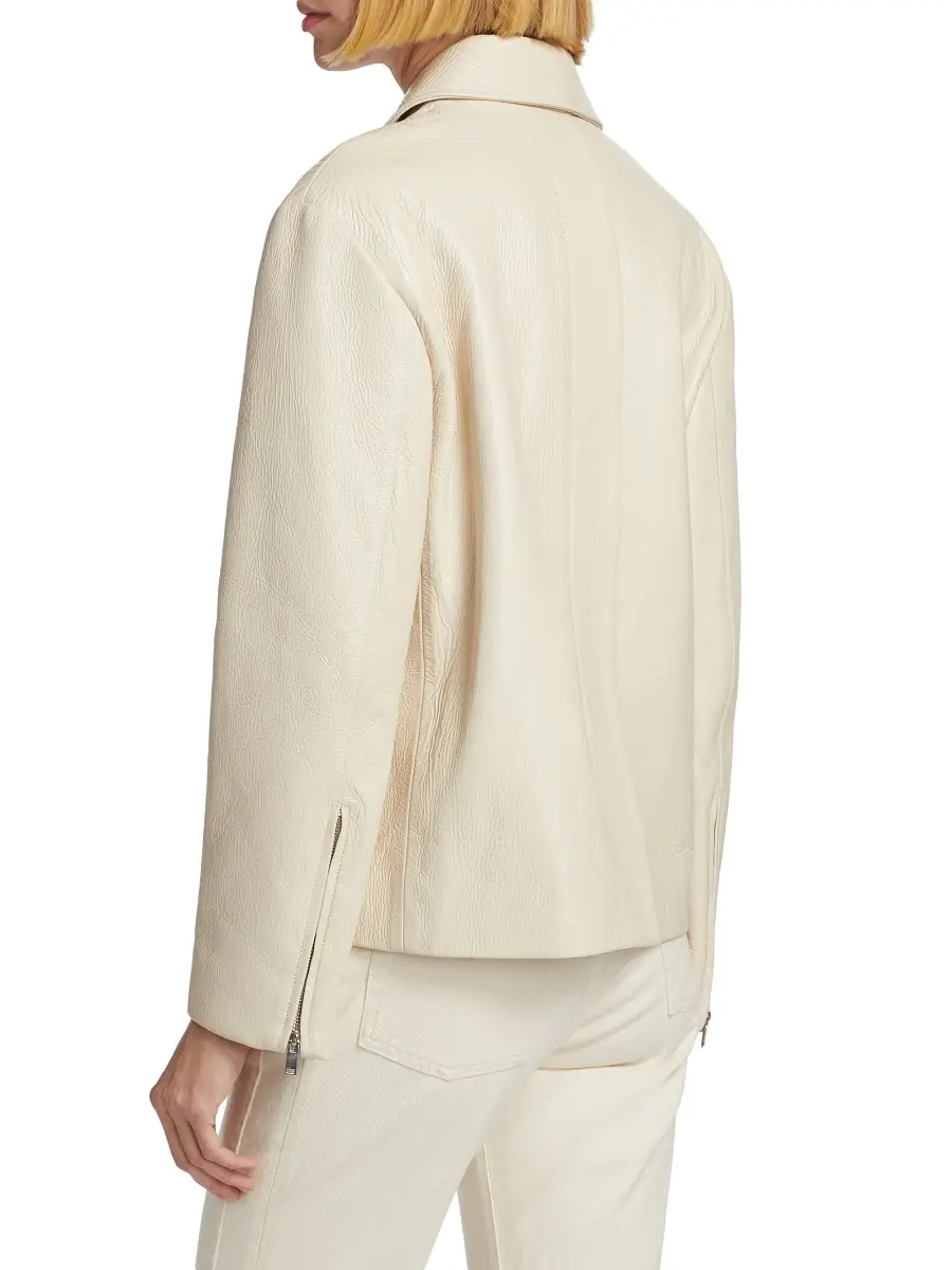 Proenza Schouler Women's Roos Lacquered Leather Jacket - Ecru | Thumbnail 4 Proenza Schouler Women's Roos Lacquered Leather Jacket - Ecru | Thumbnail 4