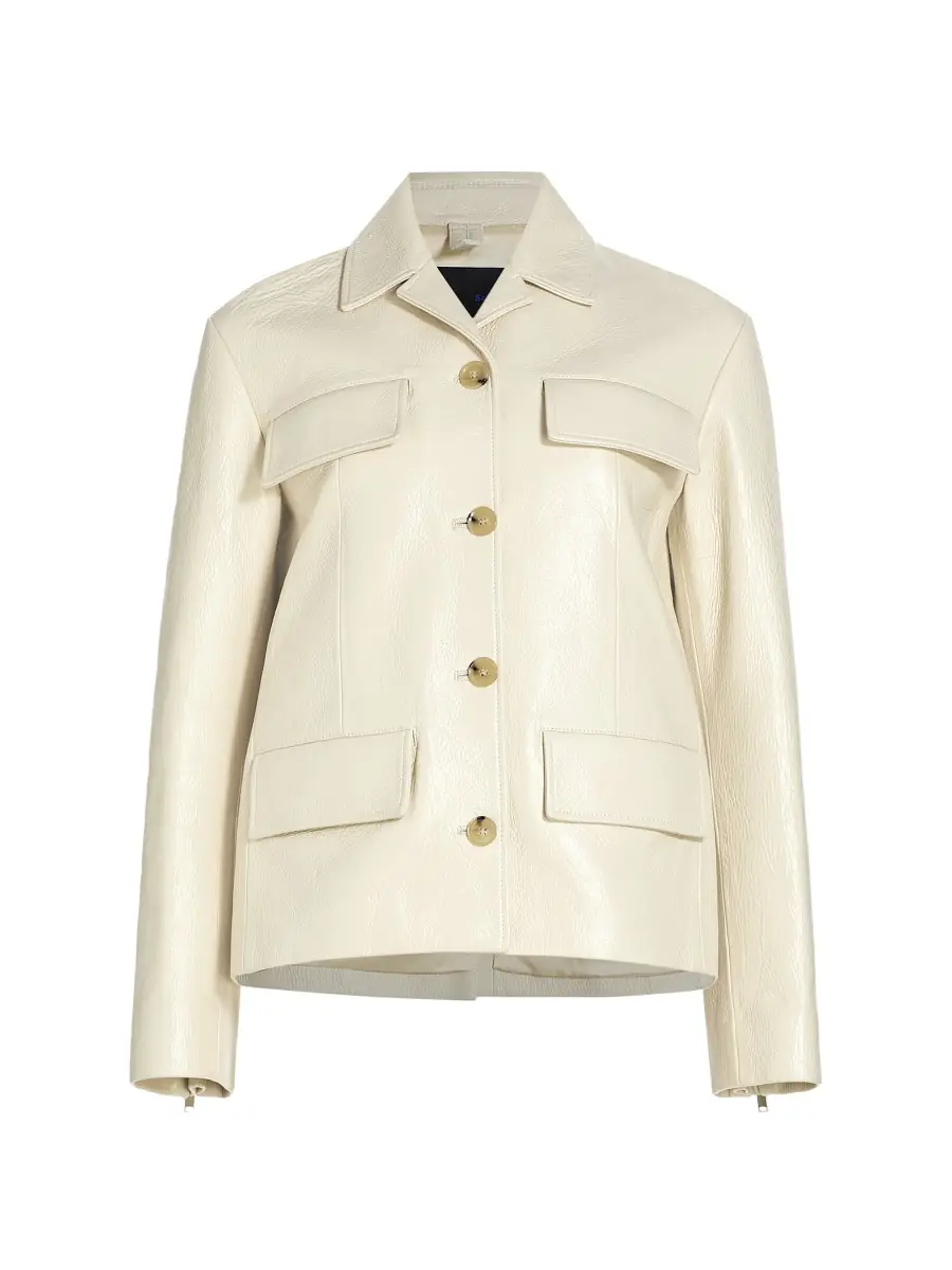 Proenza Schouler Women's Roos Lacquered Leather Jacket - Ecru | Thumbnail 7 Proenza Schouler Women's Roos Lacquered Leather Jacket - Ecru | Thumbnail 7