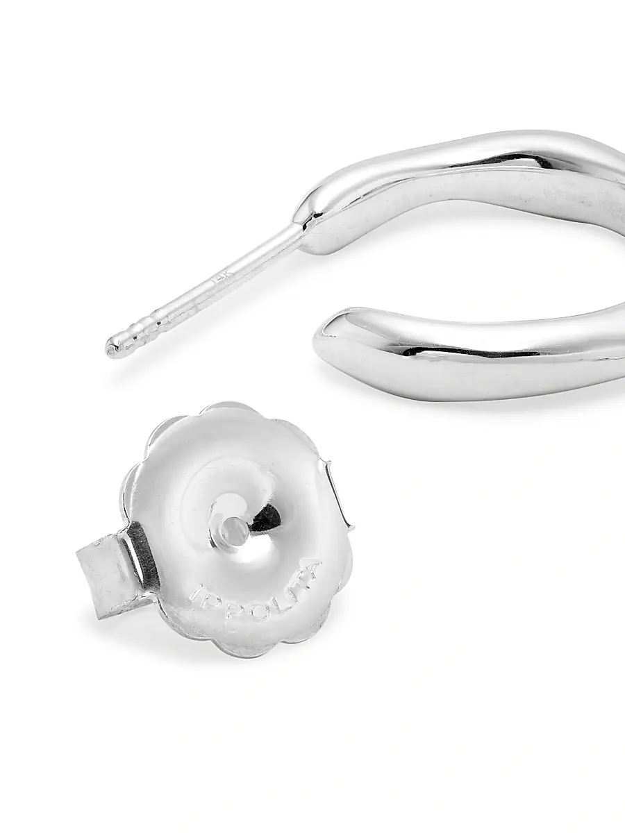 Ippolita Women's Classico Squiggle Mini Silver Hoop Earrings | Thumbnail 3 Ippolita Women's Classico Squiggle Mini Silver Hoop Earrings | Thumbnail 3