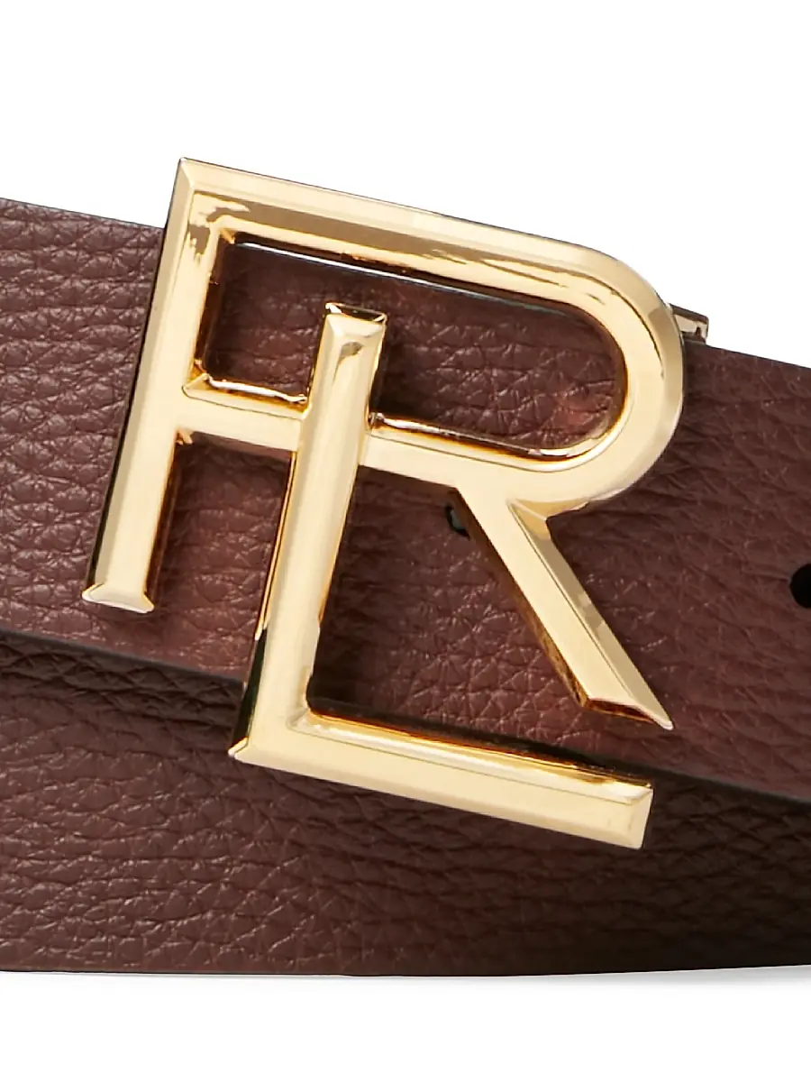 Ralph Lauren Purple Label Men's Stacked Logo Leather Belt - Dark Brown | Thumbnail 2