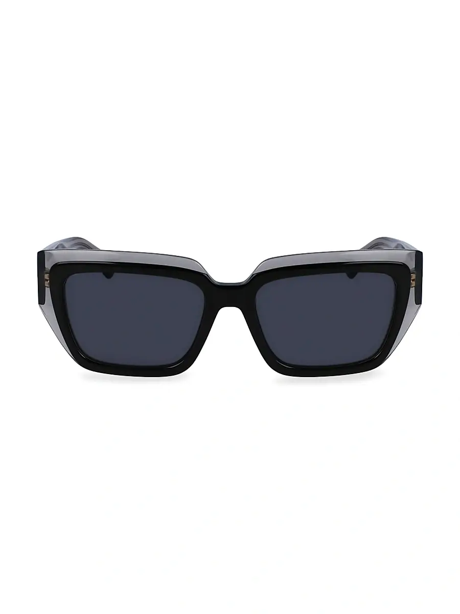 FERRAGAMO Women's Classic Logo 55MM Square Sunglasses - Blue Transparent Grey | Thumbnail 2 FERRAGAMO Women's Classic Logo 55MM Square Sunglasses - Blue Transparent Grey | Thumbnail 2