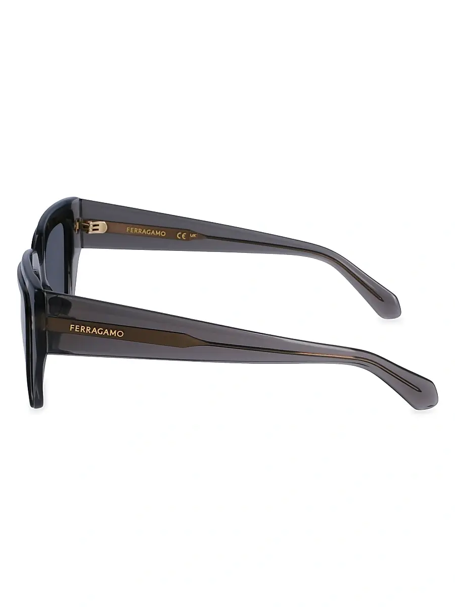 FERRAGAMO Women's Classic Logo 55MM Square Sunglasses - Blue Transparent Grey | Thumbnail 3 FERRAGAMO Women's Classic Logo 55MM Square Sunglasses - Blue Transparent Grey | Thumbnail 3