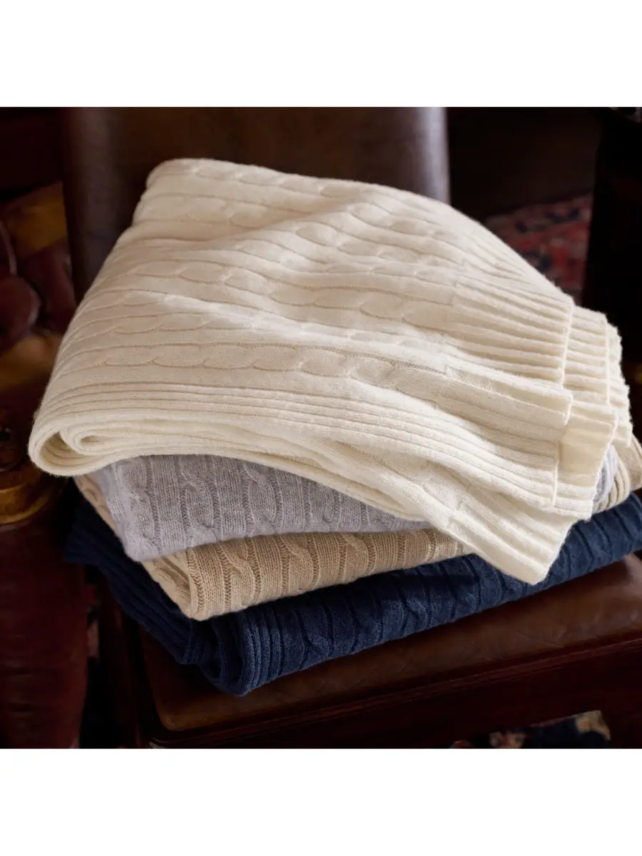 Ralph Lauren Cabled Cashmere Throw Blanket | Thumbnail 4