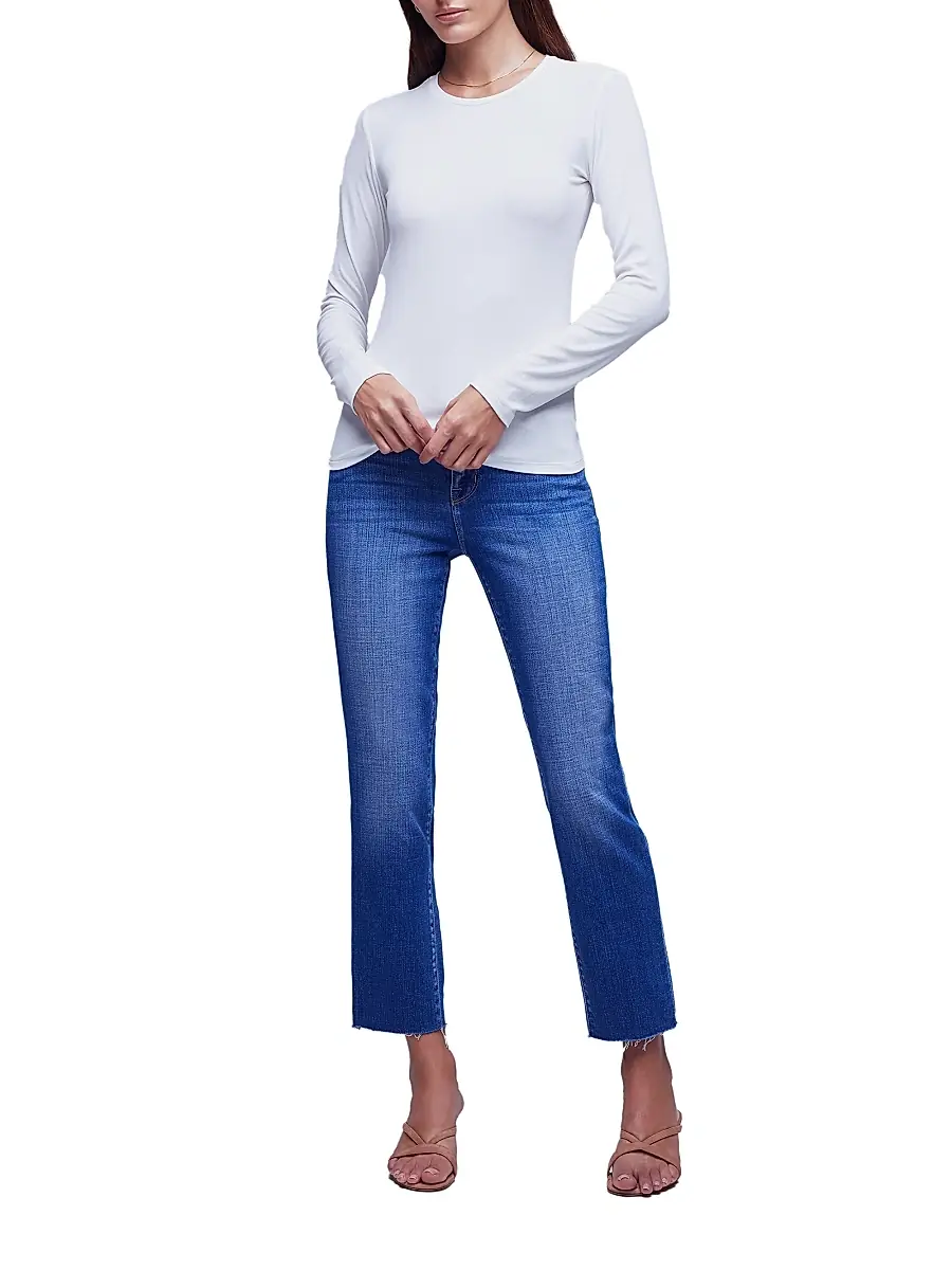 L'Agence Women's Tess Rib-Knit Crewneck T-Shirt | Thumbnail 2 L'Agence Women's Tess Rib-Knit Crewneck T-Shirt | Thumbnail 2
