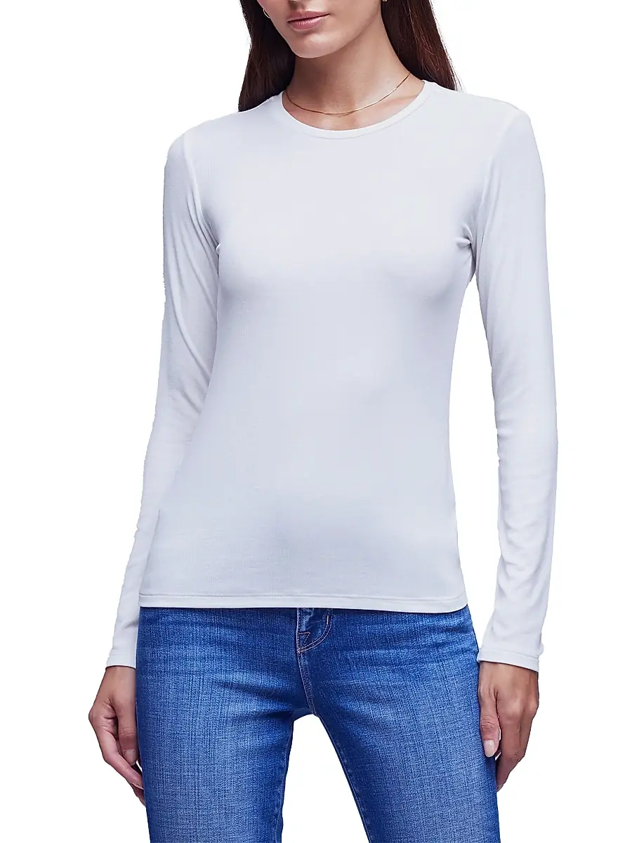 L'Agence Women's Tess Rib-Knit Crewneck T-Shirt | Thumbnail 3 L'Agence Women's Tess Rib-Knit Crewneck T-Shirt | Thumbnail 3