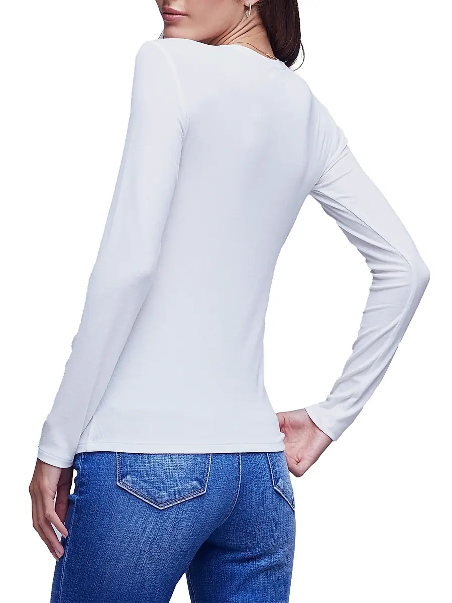 L'Agence Women's Tess Rib-Knit Crewneck T-Shirt | Thumbnail 5 L'Agence Women's Tess Rib-Knit Crewneck T-Shirt | Thumbnail 5