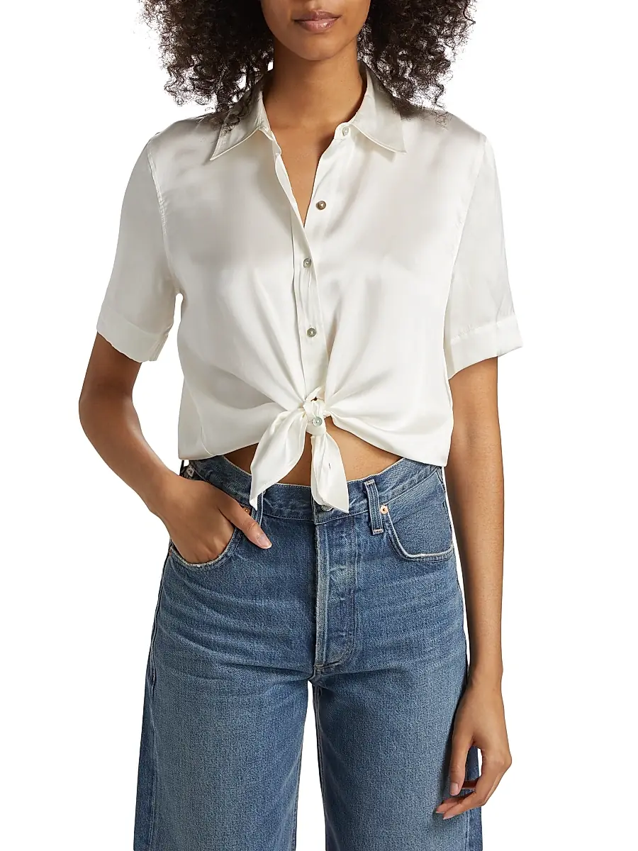 L'Agence Women's Ellah Satin Silk Shirt | Thumbnail 3 L'Agence Women's Ellah Satin Silk Shirt | Thumbnail 3