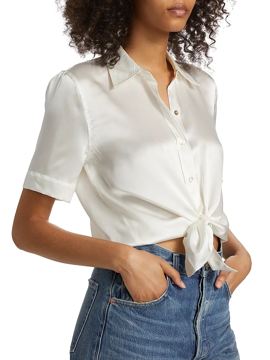 L'Agence Women's Ellah Satin Silk Shirt | Thumbnail 6 L'Agence Women's Ellah Satin Silk Shirt | Thumbnail 6