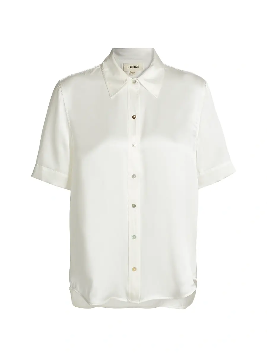 L'Agence Women's Ellah Satin Silk Shirt