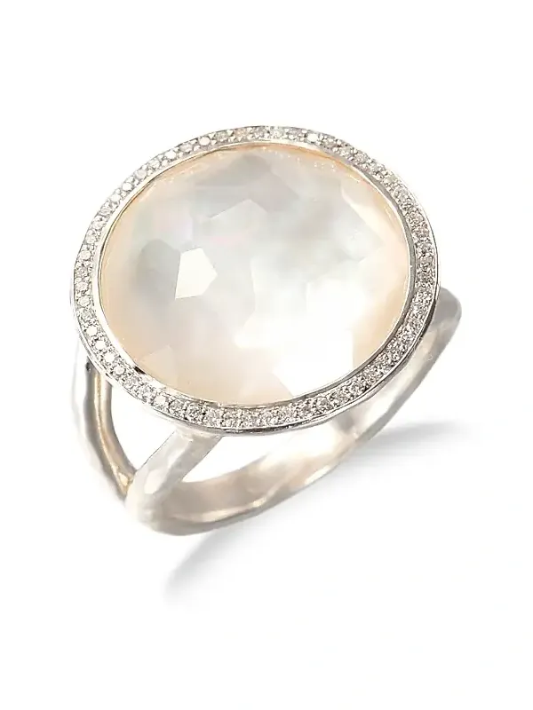 Ippolita Women's Lollipop Medium Sterling Silver, Mother-Of-Pearl & Diamond Ring - Silver