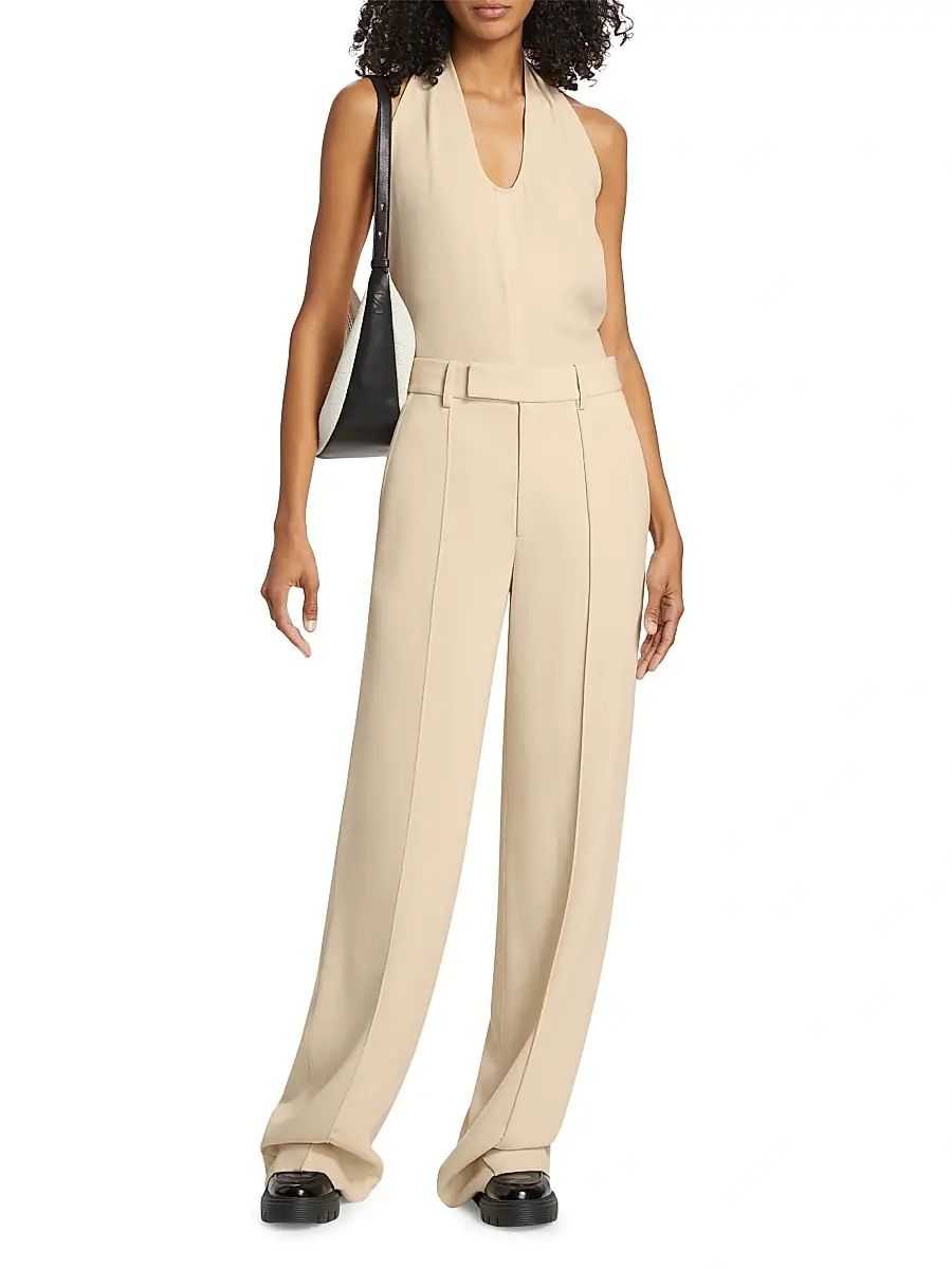 Proenza Schouler Women's Miller Matte Crepe Halterneck Top - Wheat | Thumbnail 2 Proenza Schouler Women's Miller Matte Crepe Halterneck Top - Wheat | Thumbnail 2