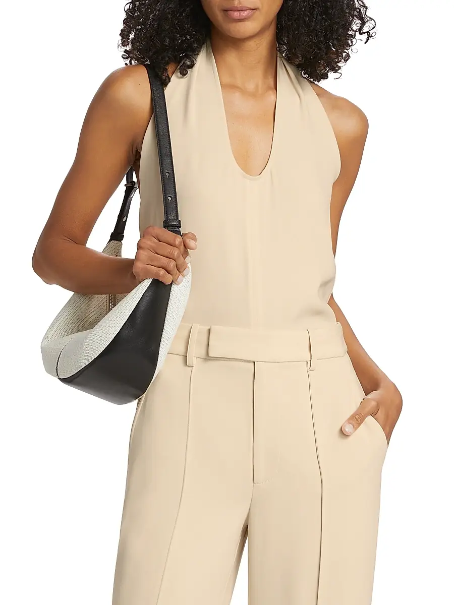 Proenza Schouler Women's Miller Matte Crepe Halterneck Top - Wheat | Thumbnail 3 Proenza Schouler Women's Miller Matte Crepe Halterneck Top - Wheat | Thumbnail 3