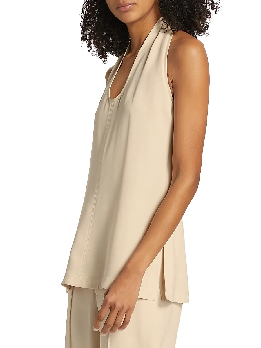Proenza Schouler Women's Miller Matte Crepe Halterneck Top - Wheat | Thumbnail 4 Proenza Schouler Women's Miller Matte Crepe Halterneck Top - Wheat | Thumbnail 4
