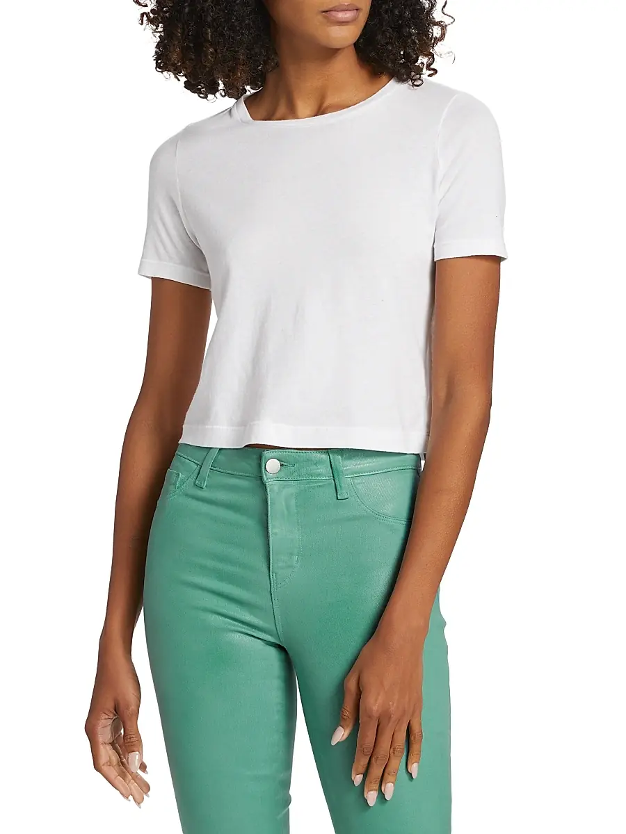 L'Agence Women's Donna Cotton Crop T-Shirt | Thumbnail 3 L'Agence Women's Donna Cotton Crop T-Shirt | Thumbnail 3