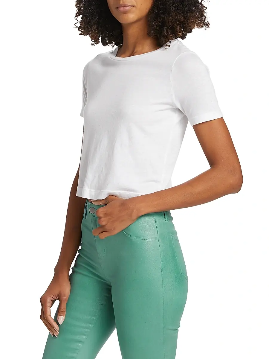 L'Agence Women's Donna Cotton Crop T-Shirt | Thumbnail 4 L'Agence Women's Donna Cotton Crop T-Shirt | Thumbnail 4