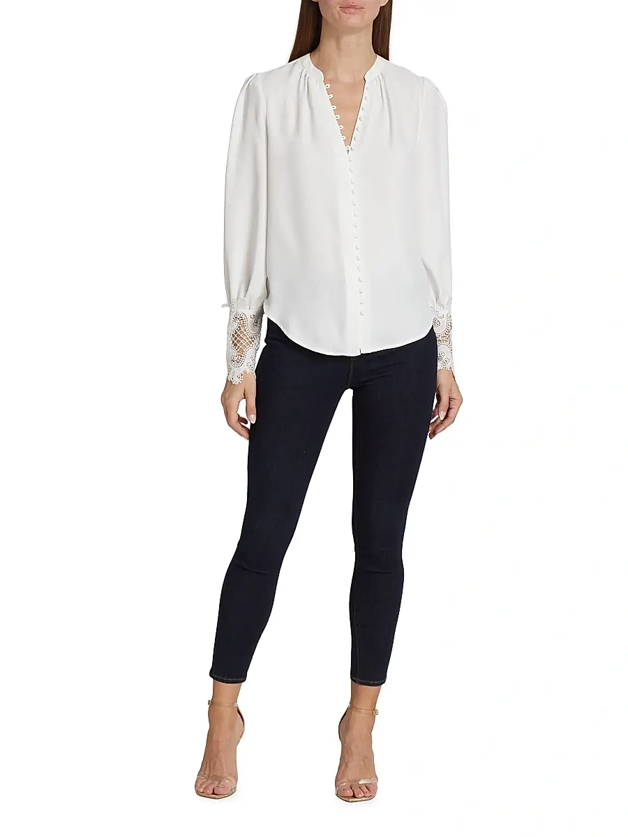 L'Agence Women's Ava Lace Cuff Blouse | Thumbnail 2 L'Agence Women's Ava Lace Cuff Blouse | Thumbnail 2