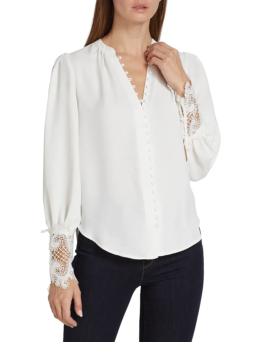L'Agence Women's Ava Lace Cuff Blouse | Thumbnail 3 L'Agence Women's Ava Lace Cuff Blouse | Thumbnail 3