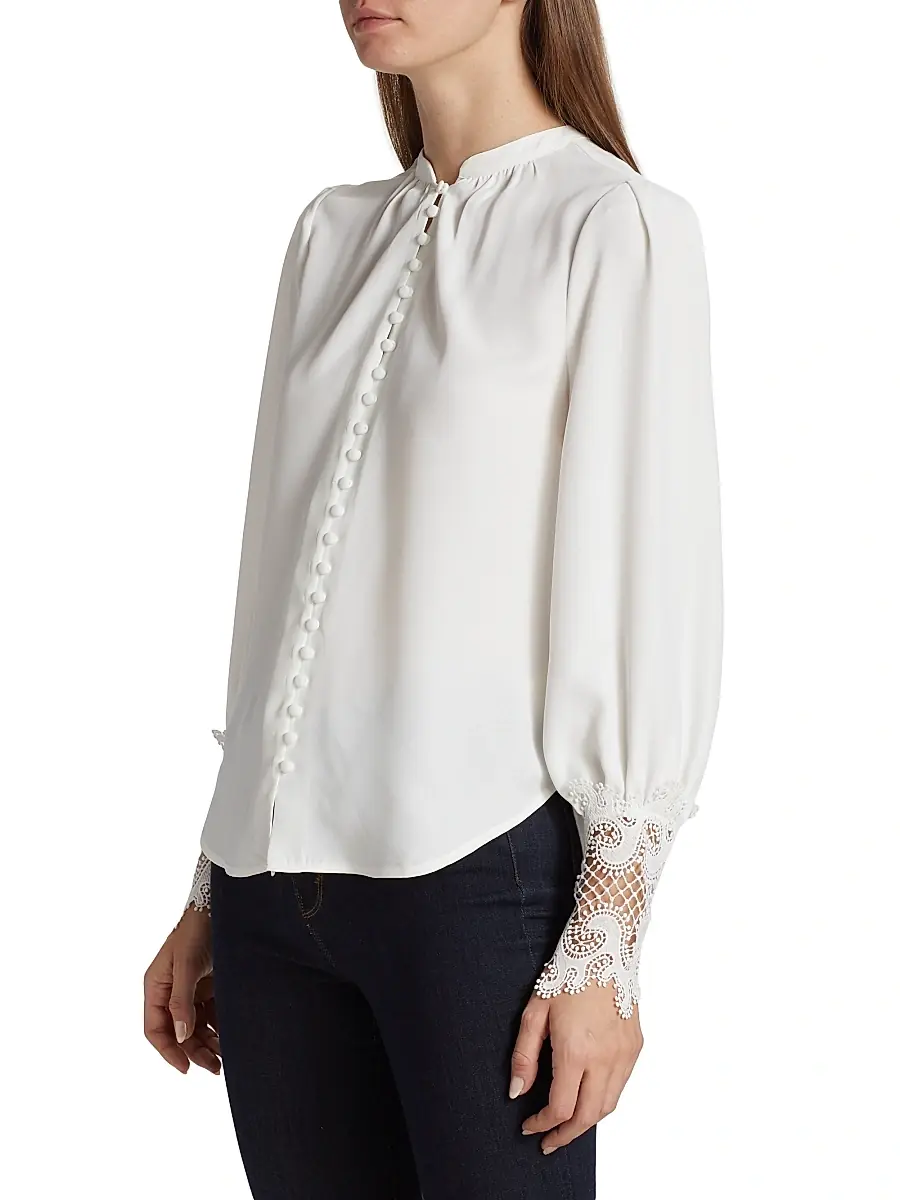 L'Agence Women's Ava Lace Cuff Blouse | Thumbnail 4 L'Agence Women's Ava Lace Cuff Blouse | Thumbnail 4