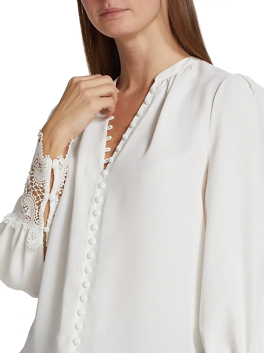L'Agence Women's Ava Lace Cuff Blouse | Thumbnail 6 L'Agence Women's Ava Lace Cuff Blouse | Thumbnail 6