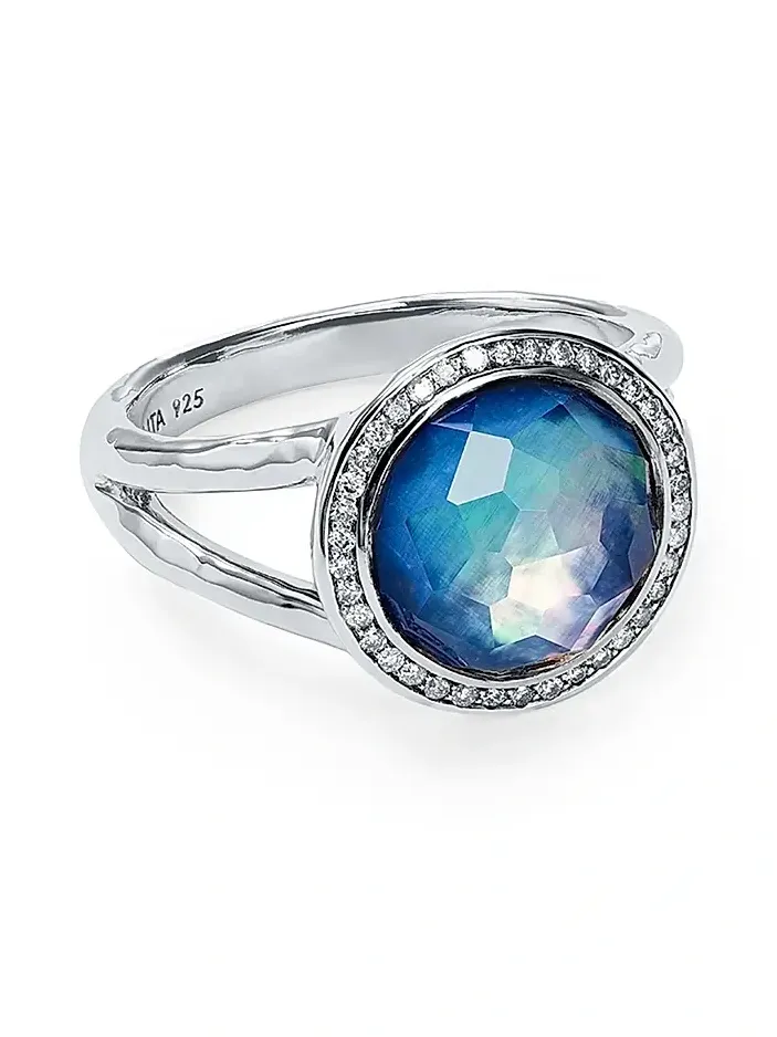 Ippolita Women's 925 Lolli Lollipop Sterling Silver, Diamond, Lapis, Rock Crystal & Mother-Of-Pearl Mini Ring
