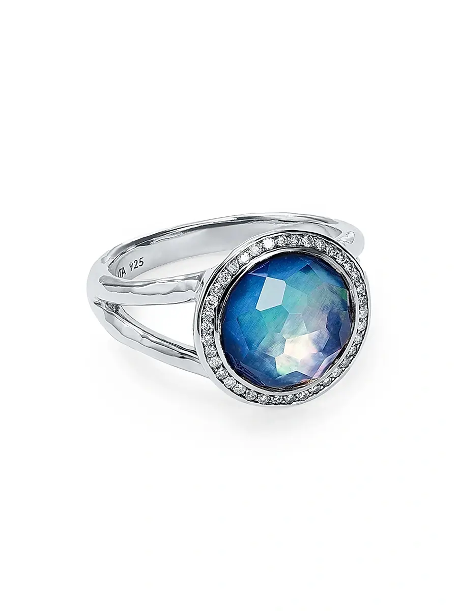 Ippolita Women's 925 Lolli Lollipop Sterling Silver, Diamond, Lapis, Rock Crystal & Mother-Of-Pearl Mini Ring