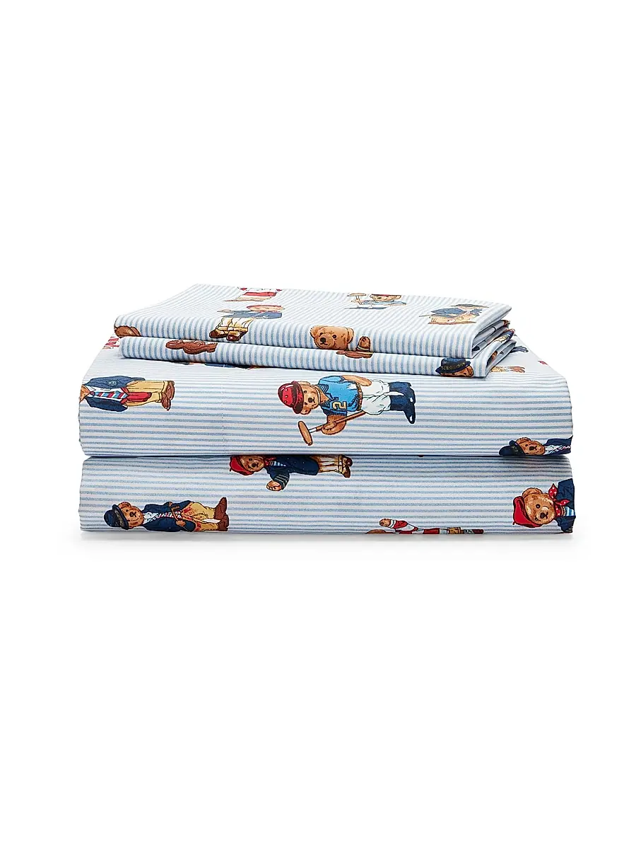 Ralph Lauren Teddy Bear Stripe 4-Piece Sheeting Set