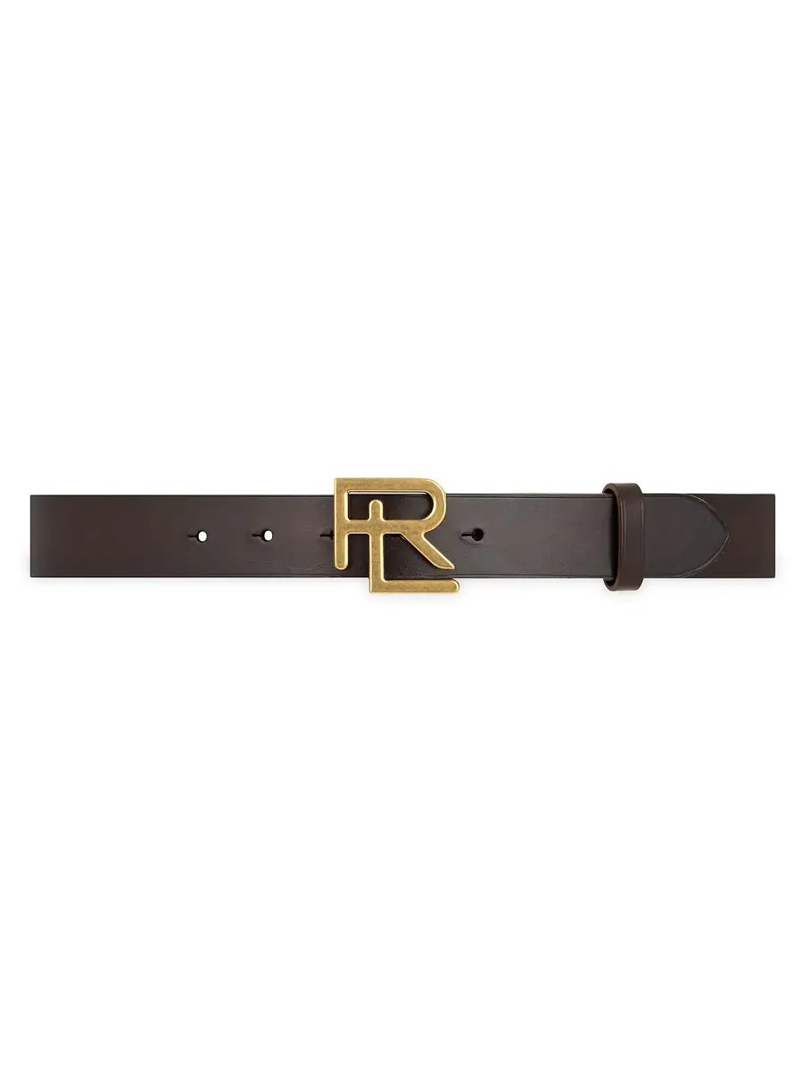Ralph Lauren Purple Label Men's RL Logo Buckle Leather Belt - Luggage Brown | Image 1 Ralph Lauren Purple Label Men's RL Logo Buckle Leather Belt - Luggage Brown | Image 1