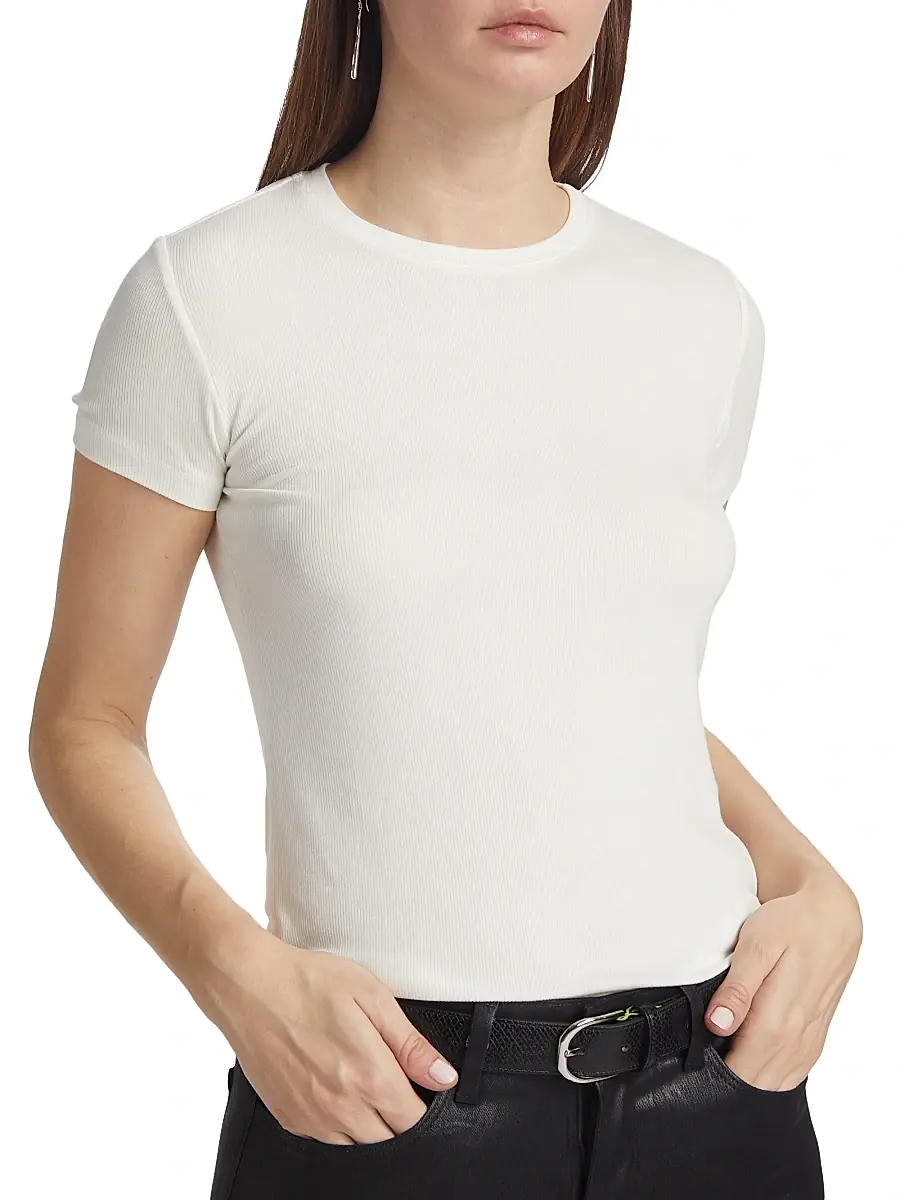 L'Agence Women's Ressi Rib-Knit Crewneck Tee | Thumbnail 6 L'Agence Women's Ressi Rib-Knit Crewneck Tee | Thumbnail 6