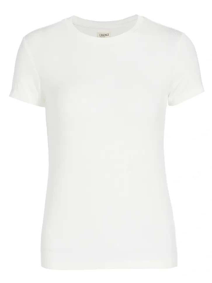 L'Agence Women's Ressi Rib-Knit Crewneck Tee