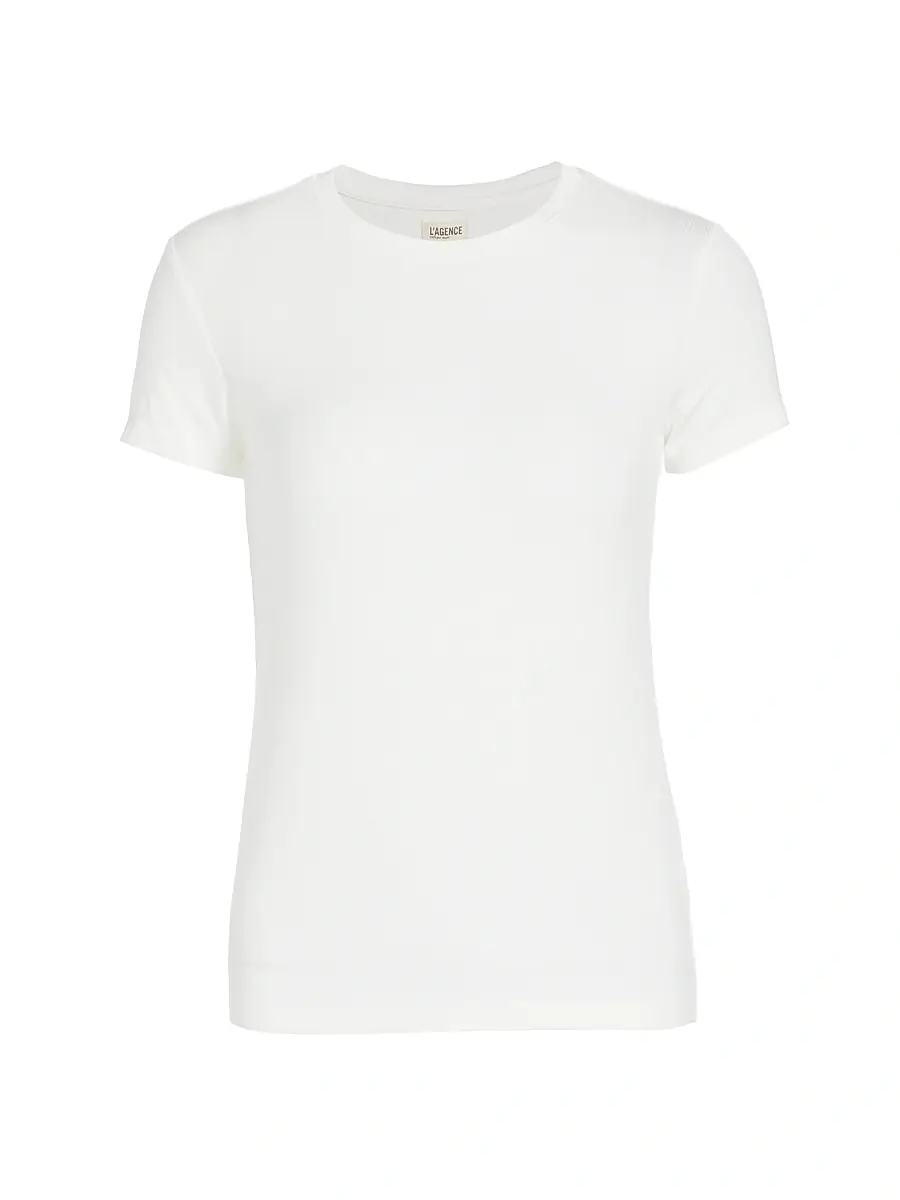 L'Agence Women's Ressi Rib-Knit Crewneck Tee