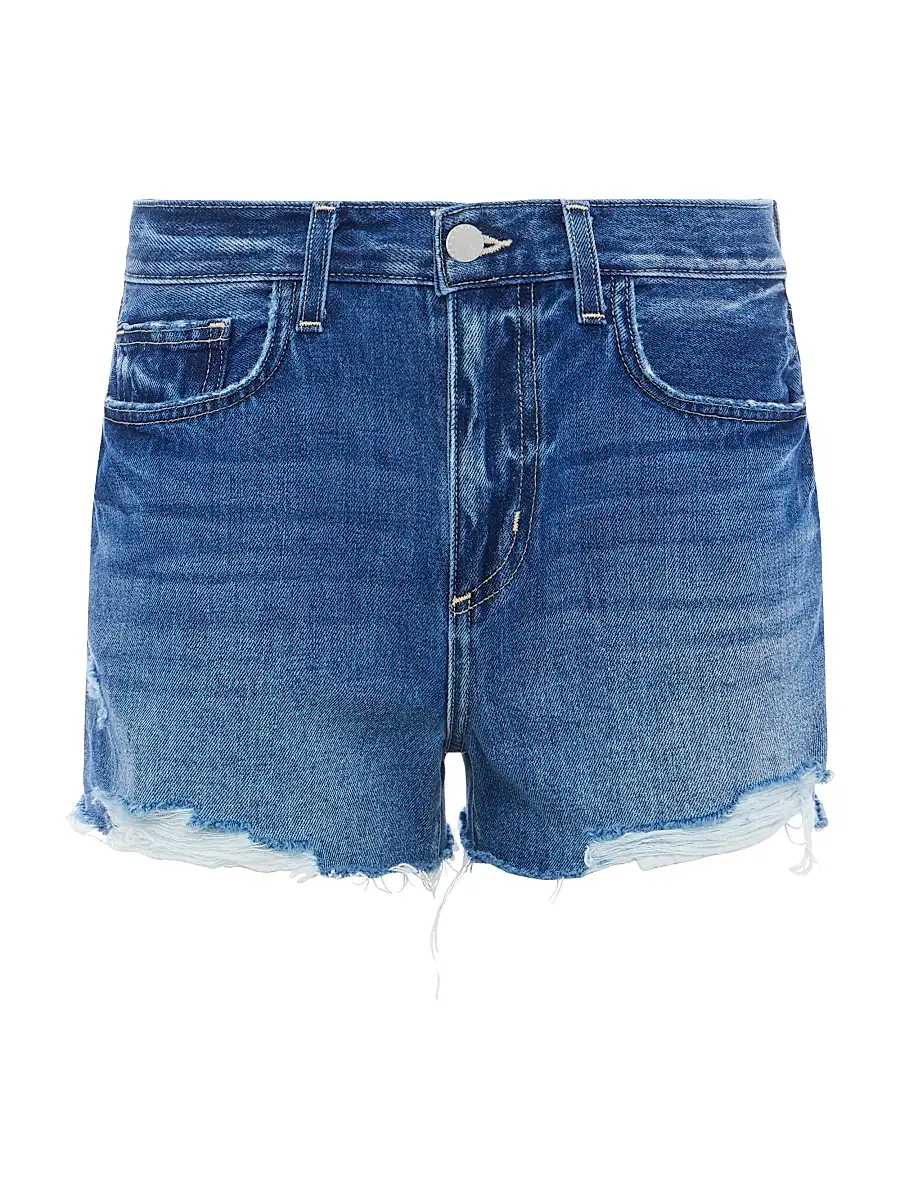 L'Agence Women's Clark High-Rise Distressed Denim Shorts