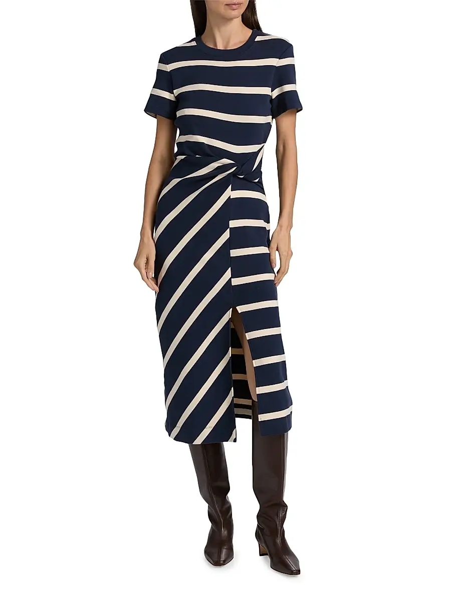 TANYA TAYLOR Women's Cody Striped Short-Sleeve Dress | Thumbnail 3