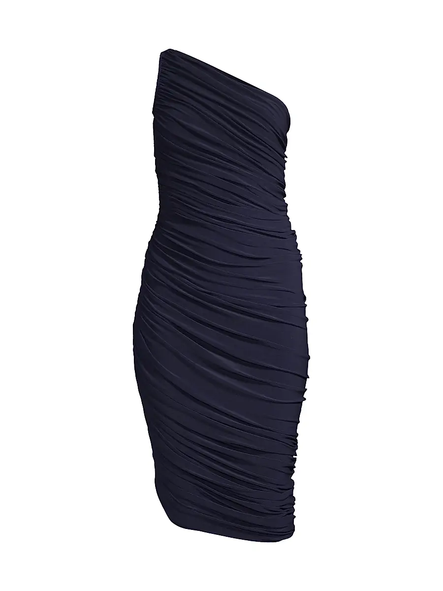 Norma Kamali Women's Diana Ruched One-Shoulder Midi-Dress - True Navy | Image 1 Norma Kamali Women's Diana Ruched One-Shoulder Midi-Dress - True Navy | Image 1