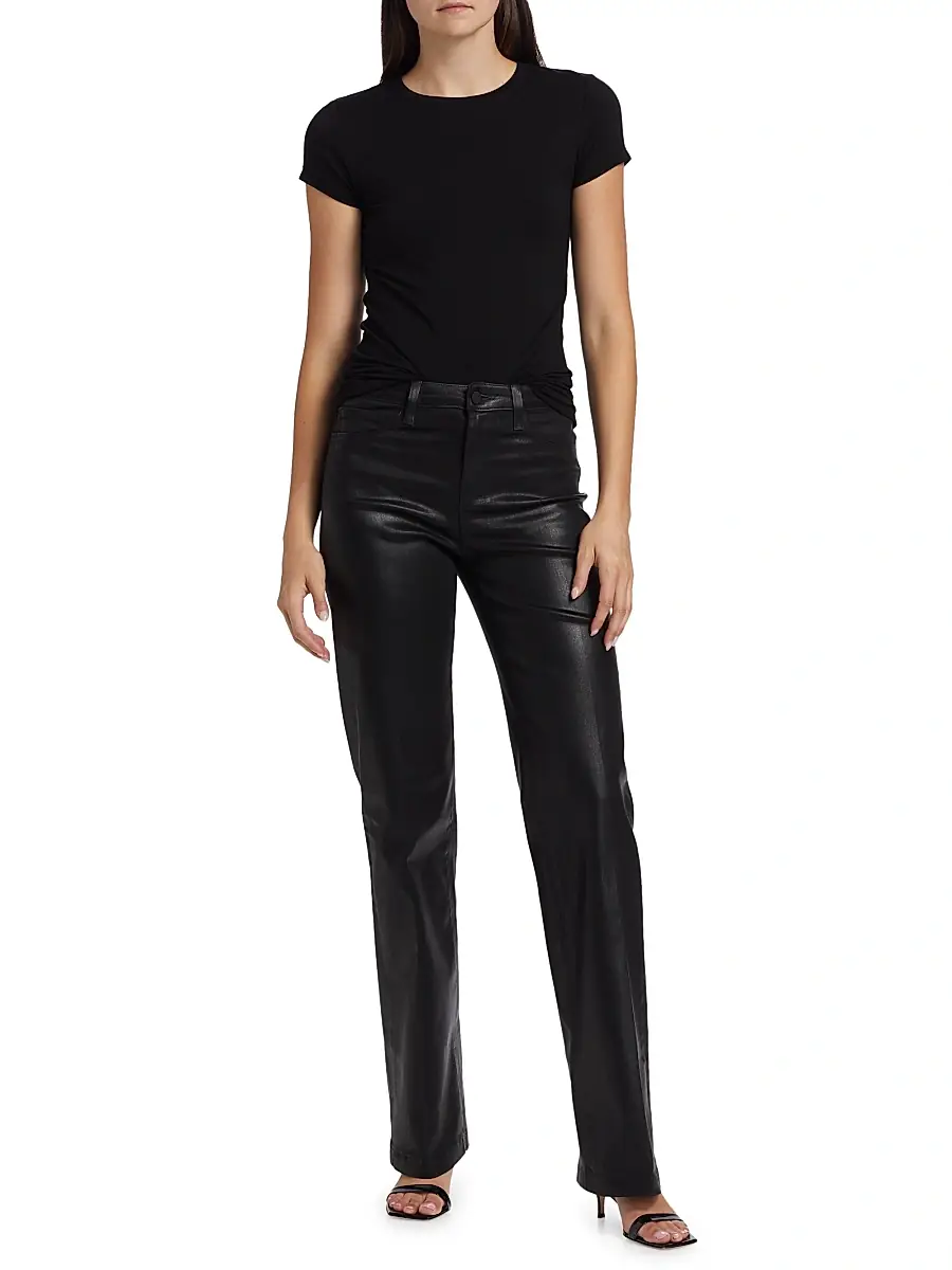 L'AGENCE Women's Clayton Coated High-Rise Straight-Leg Jeans - Noir Coated | Thumbnail 2 L'AGENCE Women's Clayton Coated High-Rise Straight-Leg Jeans - Noir Coated | Thumbnail 2